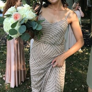 Beige beaded floor length dress